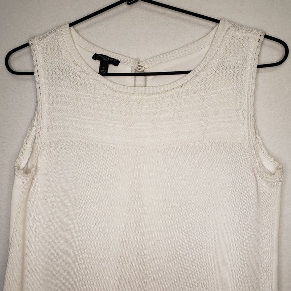 Talbots White Tank Top Knit & Chiffon - Picture 2 of 6